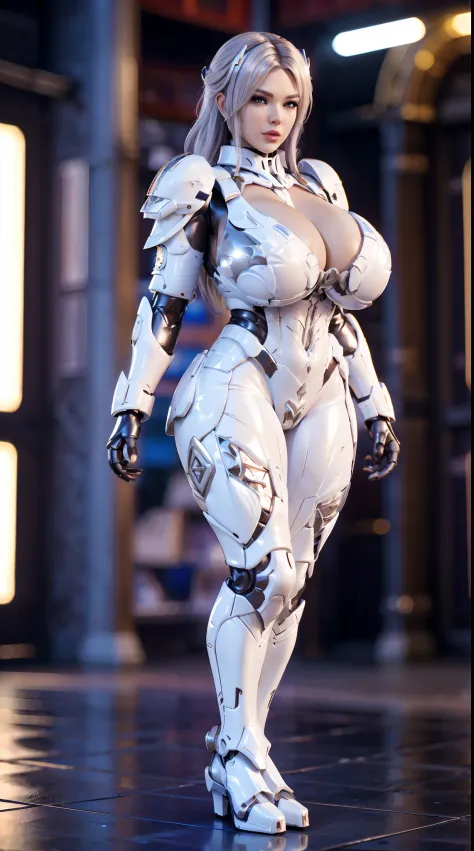 HUGE BOOBS, (WHITE, BLACK, SILVER), MECHA DRAGON ARMOR, FUTURISTIC LATEX SUIT, (CLEAVAGE), (TALL LEGS), (STANDING), SEXY BODY, MUSCLE ABS, UHD, 8K, 1080P.