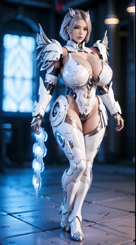 HUGE BOOBS, (WHITE, BLACK, SILVER), (A PAIR LARGEST PEACOCK WINGS:1), MECHA DRAGON ARMOR, FUTURISTIC LATEX SUIT, (CLEAVAGE), (TALL LEGS), (STANDING), SEXY BODY, MUSCLE ABS, UHD, 8K, 1080P.