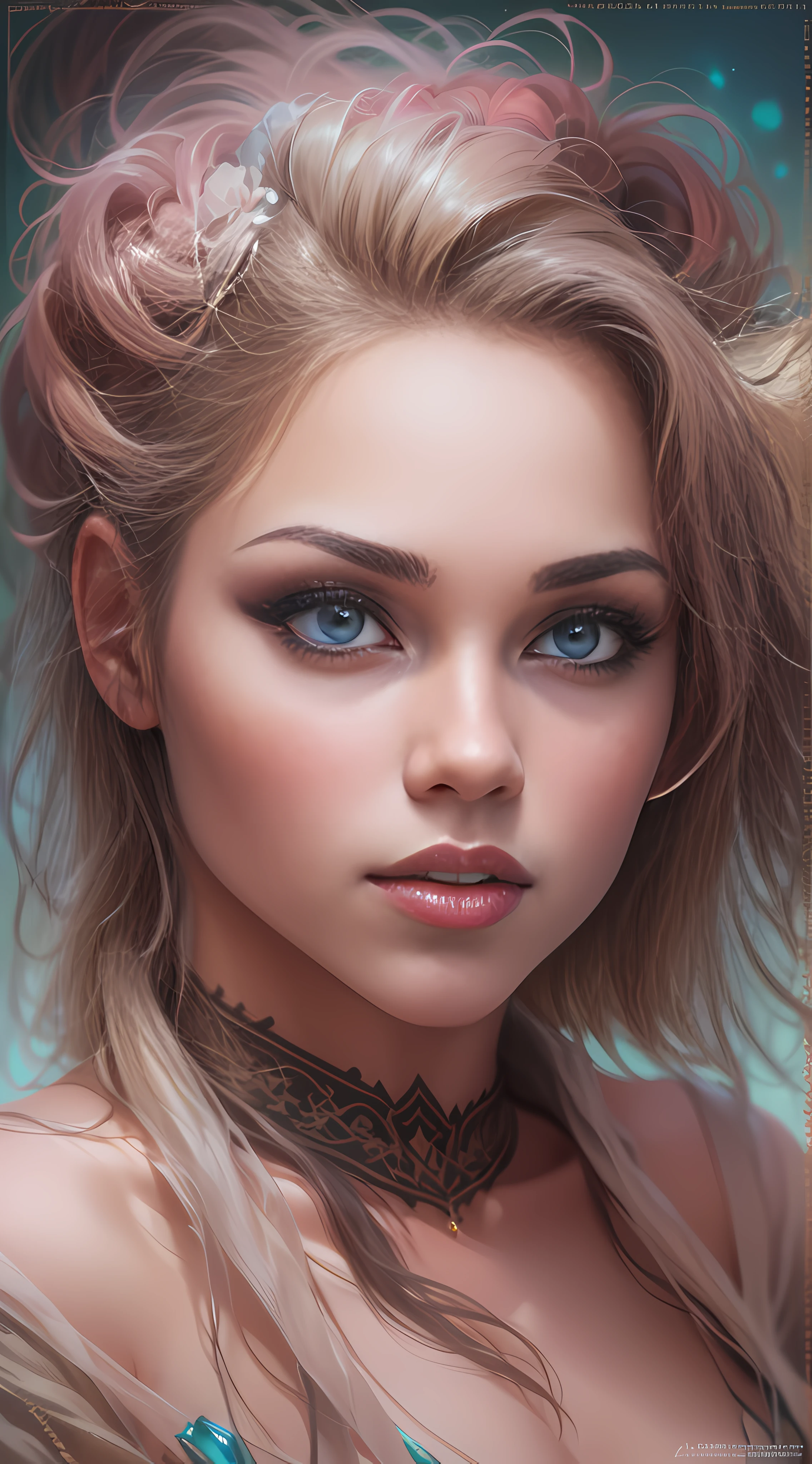 Arte de Mélanie Delon, por AssasinMonkey, Por Luis Royo, Linda jovem nua sexy mulher de 22 anos, total sem roupa, cabelos médios e escuros, Grandes olhos azuis, bochechas rosadas, batom cor de rosa, feliz, corpo perfeito, Rosto Perfeito, High detalhado image, nitidez, Lindo lugar, pose complexa, clareza, paisagem deslumbrante, Pintura a óleo, obra de arte, detalhado