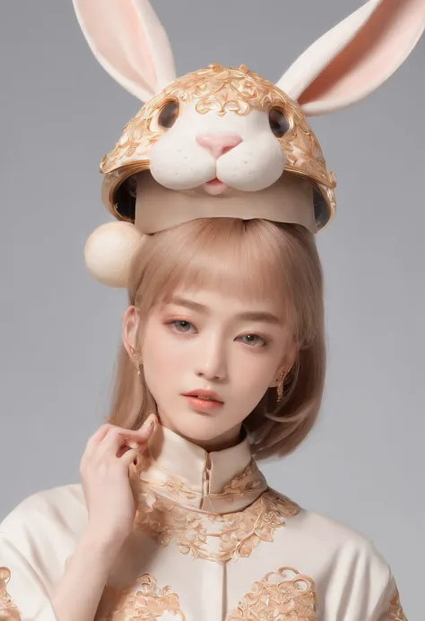 Q version of the rabbit，Cute and cute，Moon cake，laurel，themoon，The light is depicted in detail，orange tint，oc rendered，high qulity，tmasterpiece，Hyper-realistic，Ultra photo realsisim，8K，super-fine，ultra - detailed，Ultra-wide angle of view，dynamic viewing an...