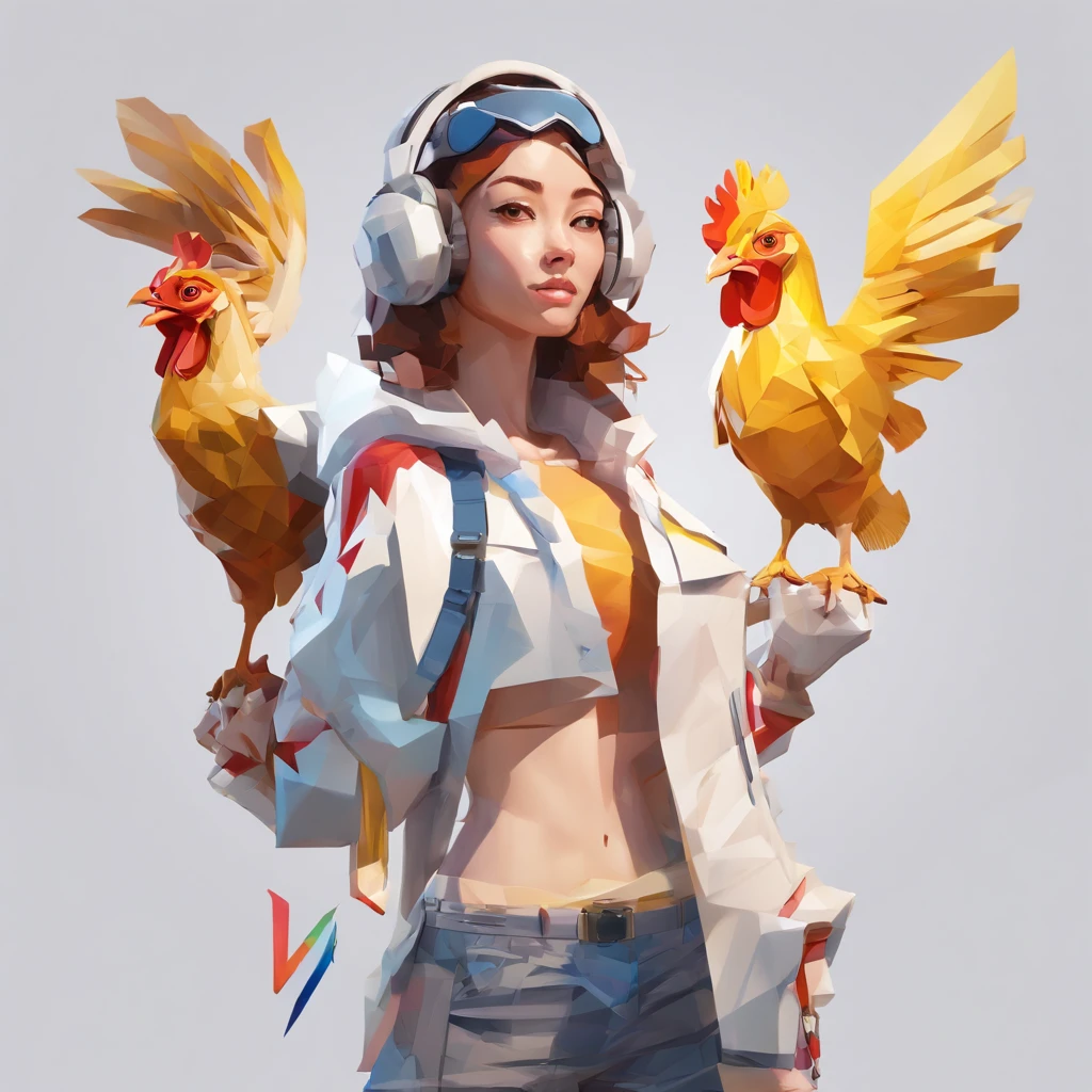 A close up of a woman with a chicken on her arm - SeaArt AI