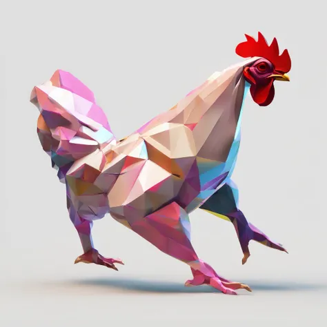 A close up of a chicken made out of paper on a gray background - SeaArt AI