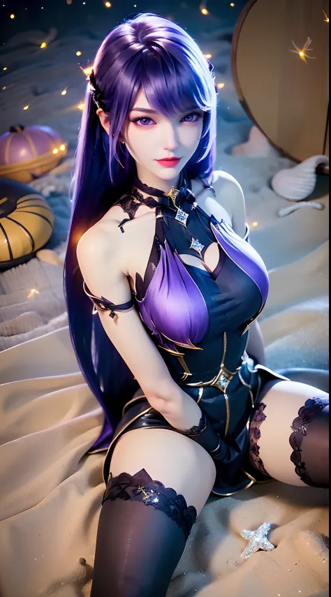 1 beautiful and sexy 20 year old girl, ((wearing a super purlpe dress:1.6)), ((a dress with diamonds:1.7)), ((long purple hair:1.6)), jewelry elaborately made from precious stones and beautiful hair, the noble, noble style of an extremely beautiful girl, h...