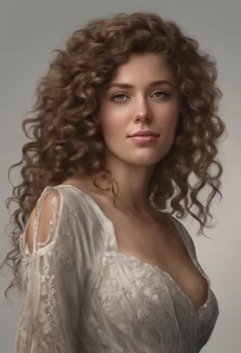 A close up of a woman with long hair wearing a white dress - SeaArt AI