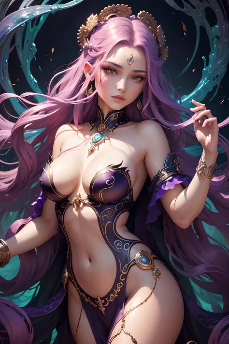 Discover the mesmerizing realm of Medusa as vibrant hues dance with lively textures in a mystical digital painting. Embrace her serpent-infused tresses, intricately woven with fine filigree, as iridescent light caresses her piercing gaze. Expertly blend el...