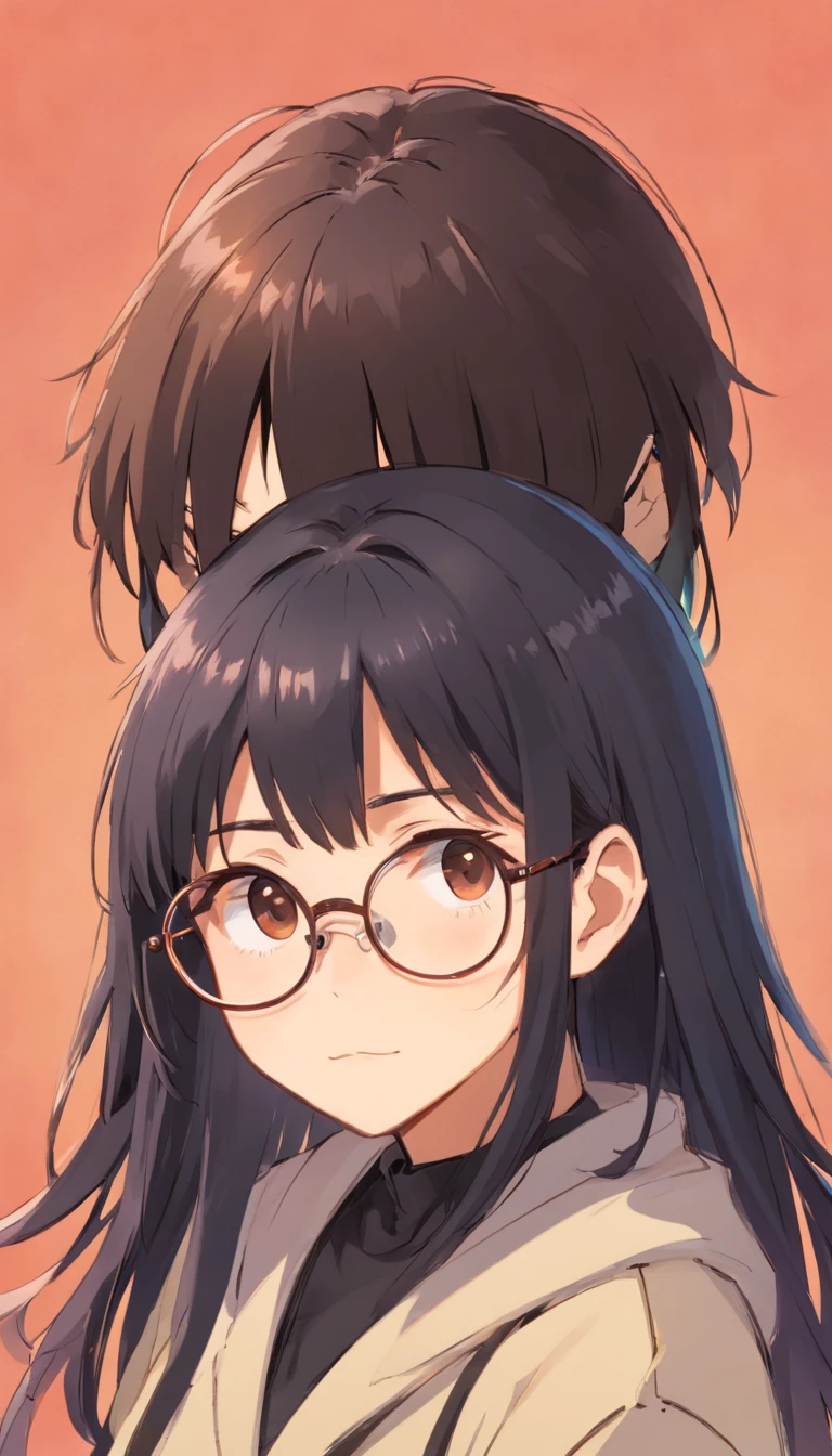 Anime girl with glasses and a guy with long hair - SeaArt AI