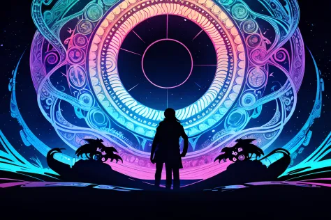 silhouette, psychedelic art, ichthys