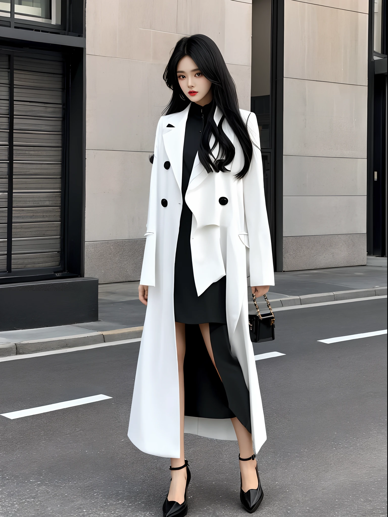 Black and white dress coat best sale