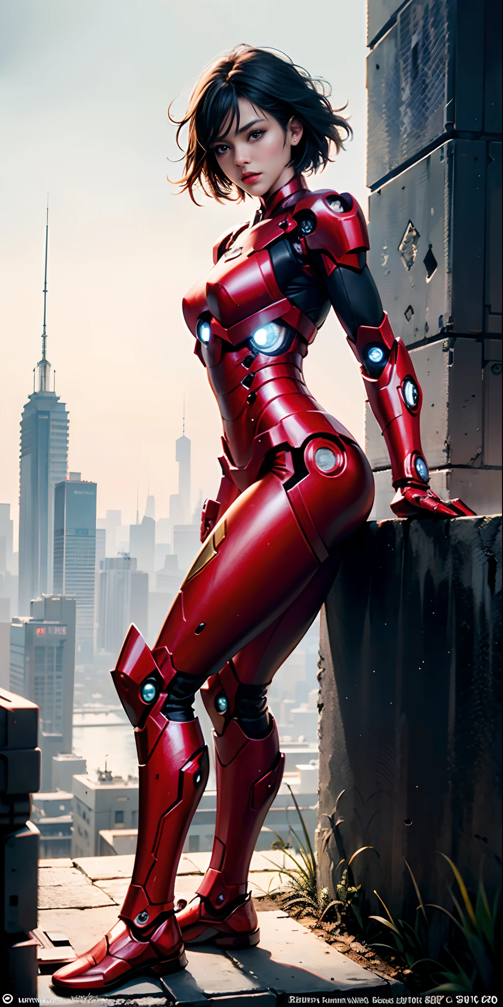 (1 chica:1.3), solo,__partes del cuerpo__, Arte oficial, fondo de pantalla de unidad 8k, Ultra detallado, hermoso and aesthetic, hermoso, Obra maestra, mejor calidad, CRUDO, Obra maestra, foto súper fina,, mejor calidad, súper alta resolución, Fotorrealista, luz de sol, Retrato de cuerpo entero, stunningly hermoso,, pose dinámica, cara delicada, ojos vibrantes, (Vista lateral), ella lleva un robot futurista de Iron Man., rojo y dorado, fondo de almacén abandonado muy detallado, cara detallada, fondo ocupado complejo detallado, desordenado, espléndido, lechoso, piel muy detallada, detalles de piel realistas, visible pores, enfoque nítido, niebla volumétrica, 8k hd, cámara réflex digital, alta calidad, grano de la película, piel blanca, photorealism, lomografía, metrópolis en expansión en una distopía futurista, vista desde abajo, translúcido