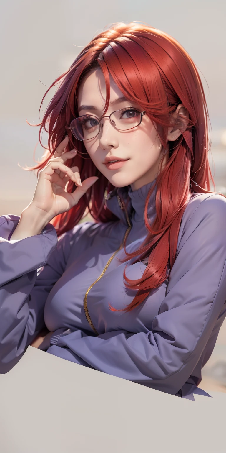 A close up of a woman with red hair and glasses - SeaArt AI