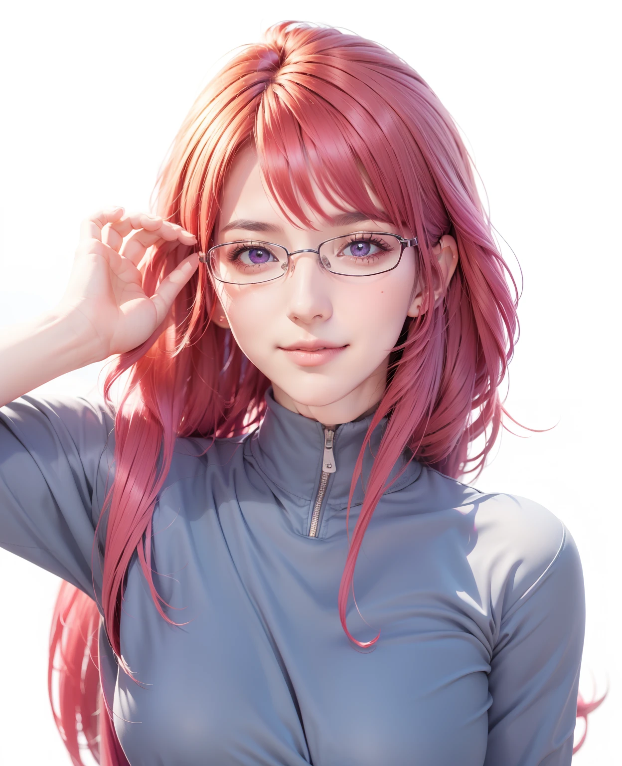 A close up of a woman with glasses and a pink hair - SeaArt AI