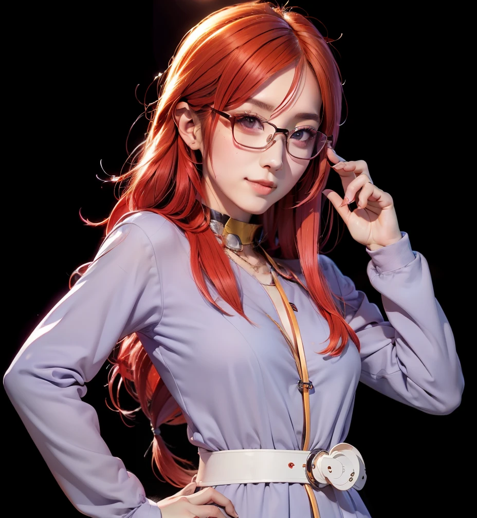 A close up of a woman with red hair and glasses - SeaArt AI