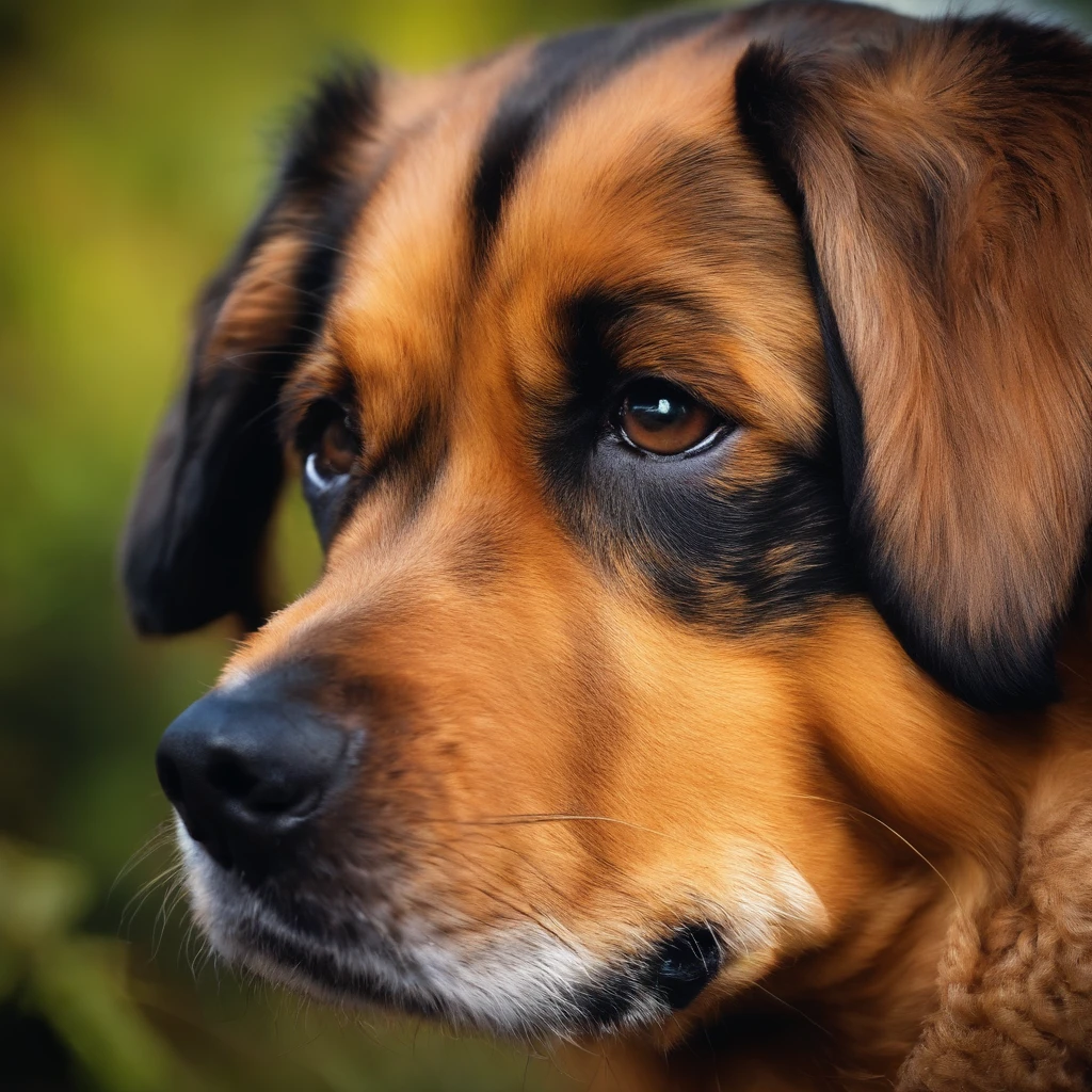 There is a close up of a dog with a blurry background - SeaArt AI