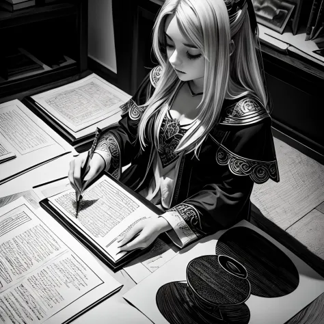Fantasy Role Playing- black and white ink drawings