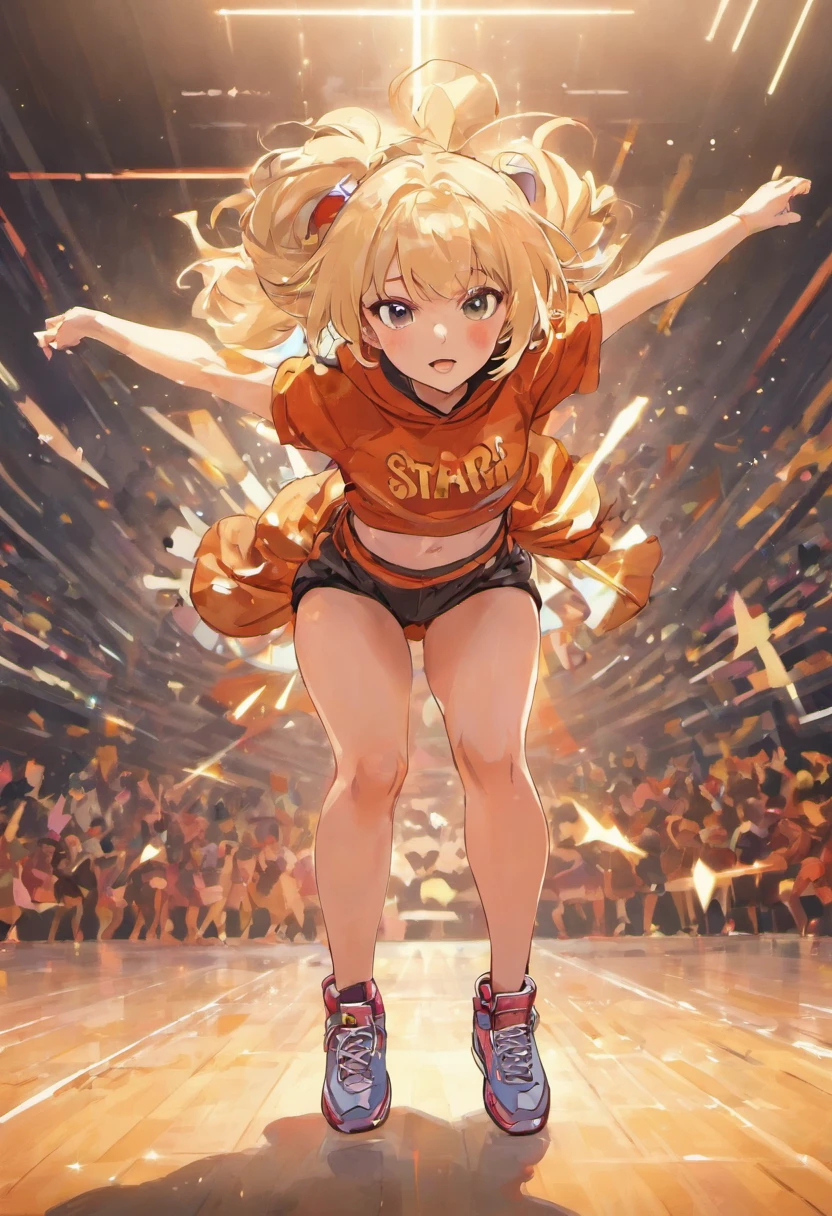 A woman in a cheer uniform is jumping in the air - SeaArt AI