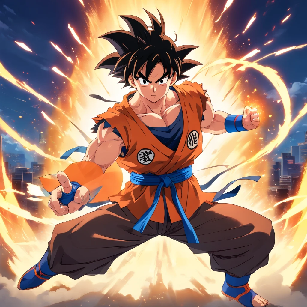 Goku in a (Black Suit), smoking a cigarette, sitting on a royal throne that highlights his power and influence, masculine, Dragon Ball, anime, high quality, detailed muscles, intense expression, vibrant colors, dynamic composition, dramatic lighting, iconic character, energy aura, action-packed, confident stance, intense eyes, powerful poses, epic battle scenes, renowned franchise, popular protagonist, attention-grabbing, martial arts, superpowers, explosive energy beams, dynamic motion lines, fierce fighting spirit, signature spiky hair, Saiyan warrior, iconic costume, intense power level, intense battles, epic transformations, monumental presence.