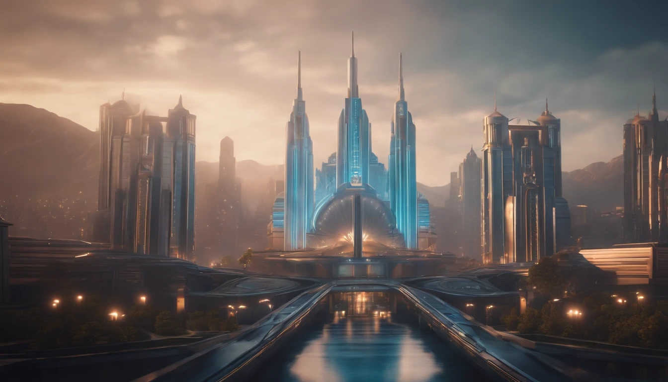 A futuristic Decopunk utopian metropolis with lots of Art Deco ...