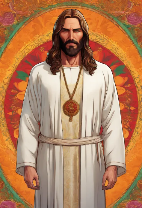 (symmetry),centered,a ((close)) up portrait,(Jesus),a very thin white man with long hair and a beard,wearing a long white robe,35mm,natural skin,clothes detail, 8k texture, 8k, insane details, intricate details, hyperdetailedhighly detailed,realistic,soft ...