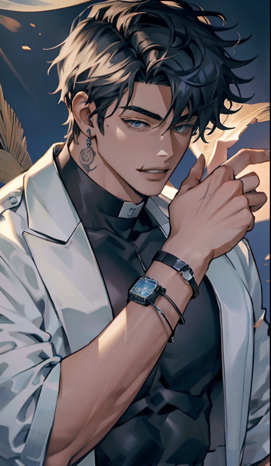 Anime guy with a watch and a watch on his wrist - SeaArt AI