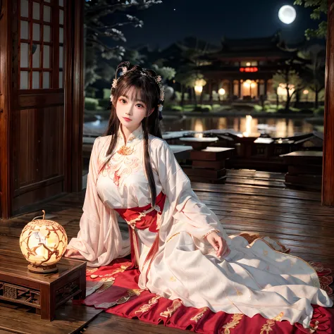 chang'e，moon，themoon，rays of moonlight，big breasts beautiful，delicated，the detail，extreme，复杂，brilliant --ar 2:4 --s 100 --niji 5...