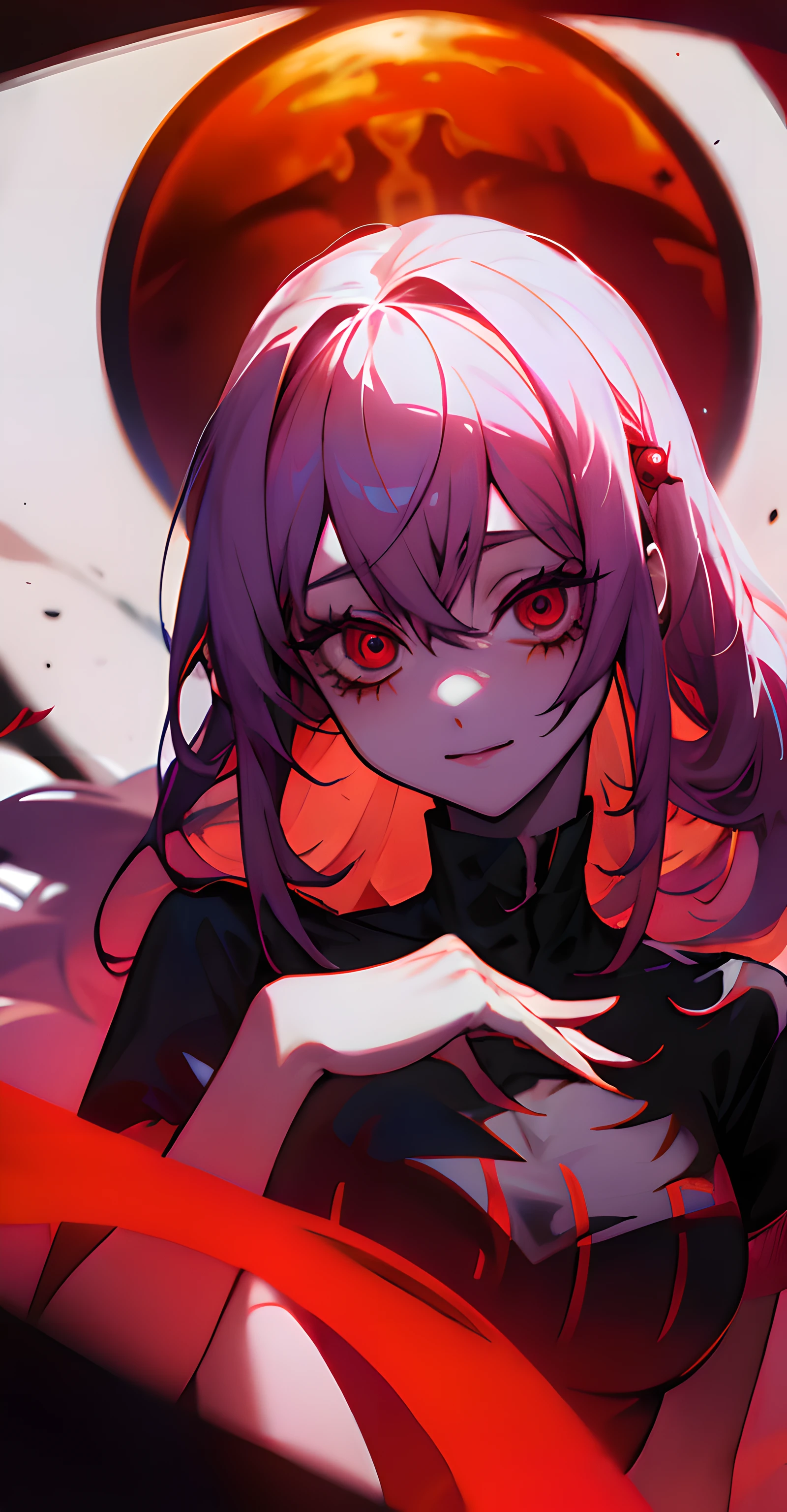 Anime girl with horns and a crown on her head, Gapmoe Yandere Grimdark, with glowing red eyes, demon anime girl, Gothic Maiden anime girl, with glowing red eyes, Portrait Gapmoe Yandere Grimdark, anime monster girl, Best Anime 4K Konachan Wallpaper, Melted, vampire girl, Arte Zerochan, The Vampire