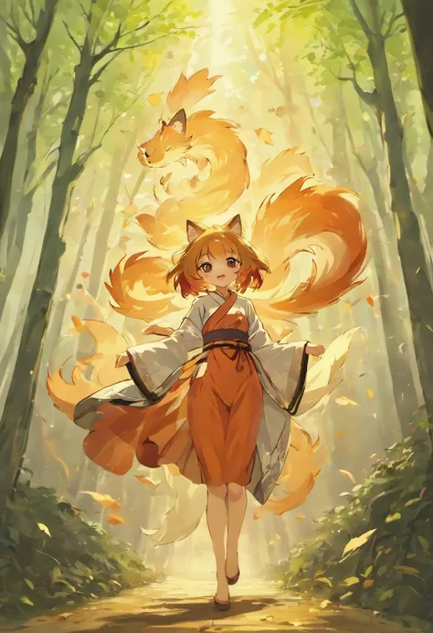 cute nine tailed fox girl - SeaArt Al - Free Al Art Generator