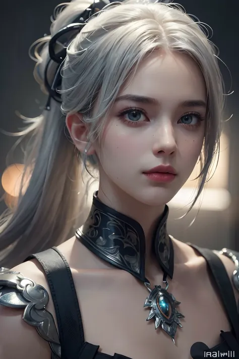 (more than half body)1girl, handsome and confident girl, white hair ponytail, intricate, solo focus, realistic, dynamic pose realistic, detailed and correct facial structure, handsome, attractive, slightly muscular, cinematic lighting, unreal engine, trend...