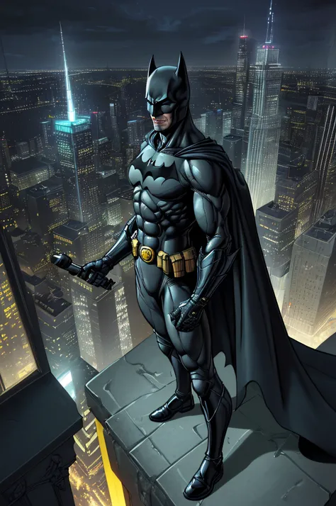 a photorealistic, award winning, picture of batman a top of church ...