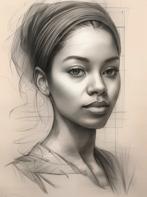 drawing of a woman, realistic sketch, hyperrealistic sketch, detailed pencil sketch, pencil sketch, realistic digital drawing, d...