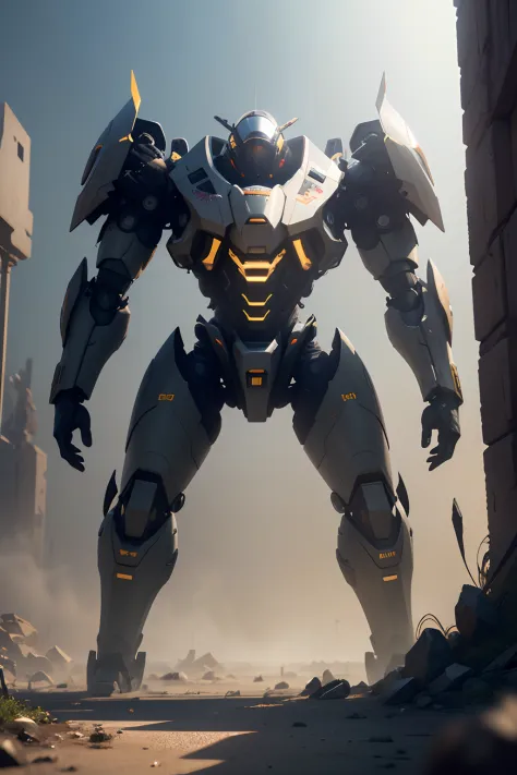 ((Best quality)), ((Masterpiece)), (Highly detailed: 1.3), 。.。.3D, Shitu-mecha, Cyberpunk Hornet and its mech in the ruins of the defeated city, Ancient technology, hdr (HighDynamicRange), Ray tracing, NVIDIA RTX, Hyper-Resolution, Unreal 5, Subsurface sca...