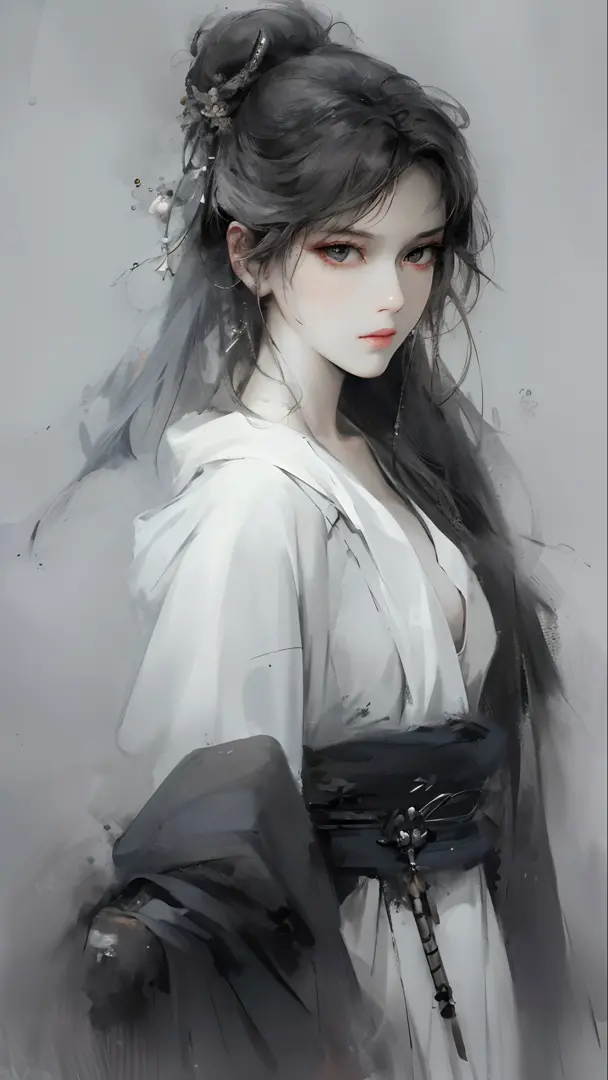 a close up of a woman with white hair and a white mask, beautiful character painting, guweiz, artwork in the style of guweiz, wh...