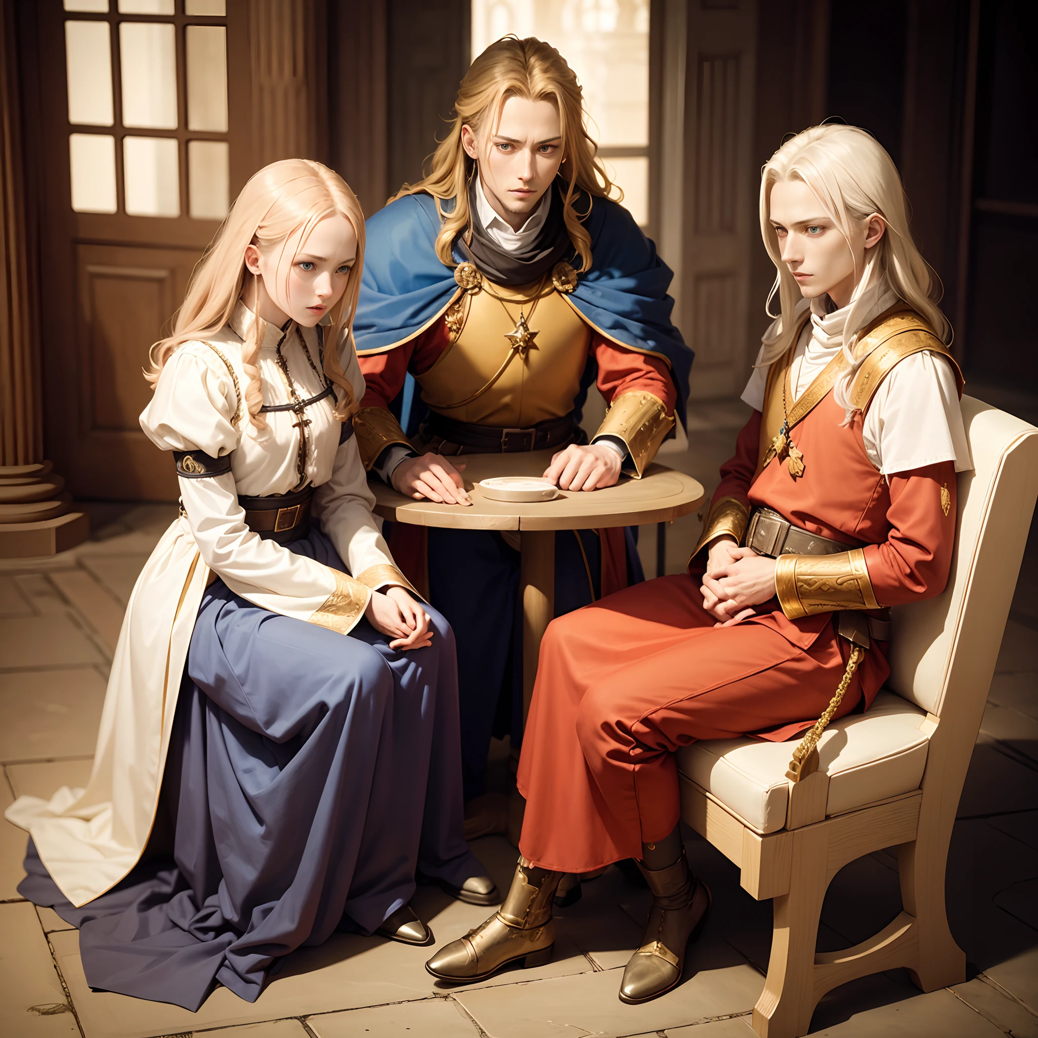 Three women sitting at a table with a book and a book - SeaArt AI