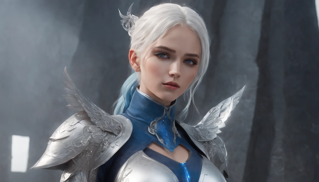 Cirilla Fiona Elen Riannon，Highest image quality，Outstanding details，超高分辨率，（Fidelity：1.4）, Favor the details，closeup cleavage，Ride a dragon，High-tech dragon knight mech，He has a delicate and beautiful face，（（Blue-white flying semi-mechanical fuselage：1.8）），Raised sexy，frontage，Cidade futuristica，mechanically aesthetic，Virtual Engine 5，Perfect detail rendering，rendering by octane，hyper HD