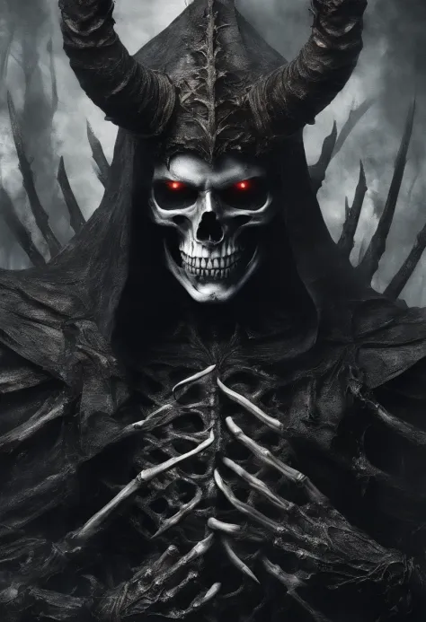 devil horns，Claws，battleaxe，Spooky environment，dentes pontiagudos，Berserker，full bodyesbian，Powerful aura，A strong sense of oppression，incredibly detailed，Red-eyed skeleton，The flames of hell are raging，Skeleton Legion，Ultra photo realsisim