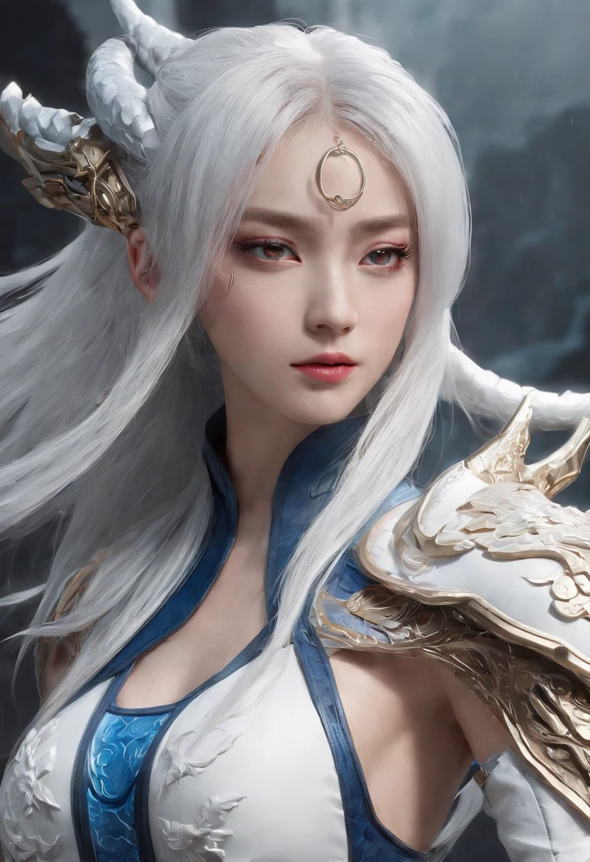 Cirilla Fiona Elen Riannon，Excellent picture quality，Outstanding details，超高分辨率，（Fidelity：1.4）, Prioritize details，Split close-up，Ride the dragon，High-tech robot dragon knight，He has a gentle and beautiful face，（（Blue and white flying semi-mechanical fuselage：1.8）），enhancer，allure，Futuristic city，nevando，Luna，Mechanically beautiful，Virtual Engine 5，Perfect detail，Octane rendering，Гипер HD，Excellent picture quality，Outstanding details，超高分辨率，（Fidelity：1.4）, Prioritize details，Split close-up，Ride the dragon，High-tech robot dragon knight，He has a gentle and beautiful face，（（Blue and white flying semi-mechanical fuselage：1.8）），enhancer，allure，Futuristic city，nevando，Luna，Mechanically beautiful，Virtual Engine 5，Perfect detail，Octane rendering，Гипер HD，动态照明，art  stations，poster for，voluminous lighting，Very detailed faces，4k wallpaper，He has a gentle and beautiful face，Long flowing hair，pony tails，Fringed Hair Ornament，Dynamic perspective，White Hanfu，White gauze flying，Red belt，Sexy，The tradition of Chinese ink painting，surrounded by cloud，cherry blossom，fog atmosphere，Ride the white dragon，White dragon horn，dynamic viewing angle，电影灯光