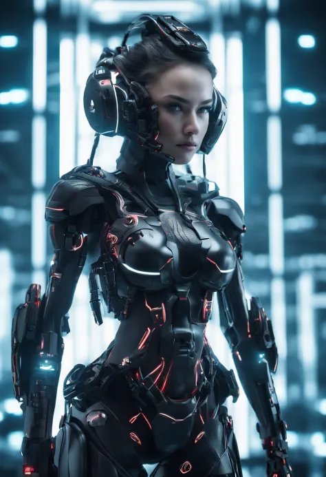 Centered portrait of an ultra detailed Mechanical Cyberpunk Female Android, looking into the camera, intricate, elegant, super highly detailed, smooth, sharp focus, no blur, no dof, extreme illustration, Unreal, full body (details), full body very detailed...
