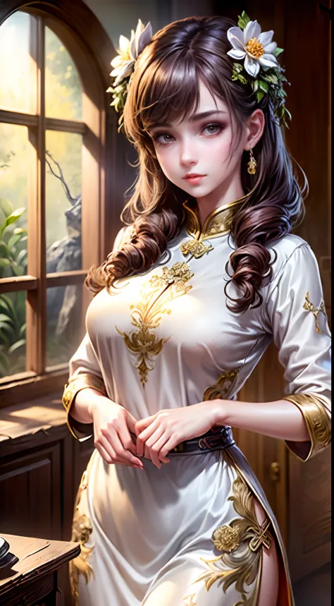 (best quality, masterpiece, extremely detailed cg, game cg:1.5), full bodyesbian,1 girl,an extremely delicate and beautiful girl...