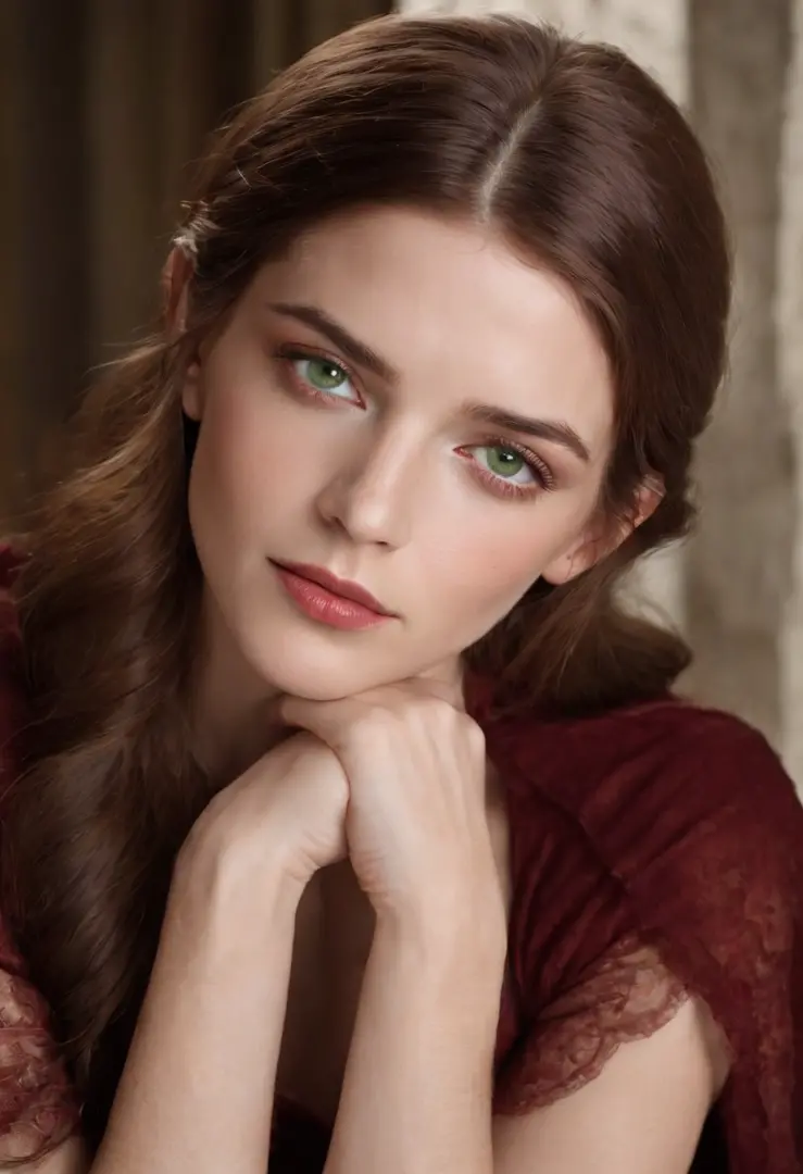 (((a deep reddish wound crosses her left cheek))) fair complexion, Ashley Greene around 19 years old, natural white hair, distinctive green eyes, wearing kohl, slender and graceful, beautiful, candlelight in a medieval setting, ultra sharp focus, realistic...