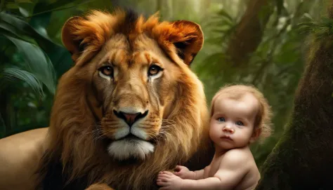 jungle baby with lion