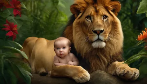 jungle baby with lion
