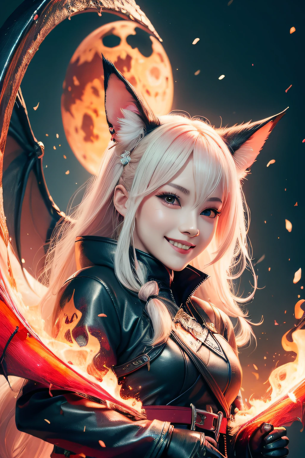 1 chica,Solo, Arte oficial sonriente feliz., fondo de pantalla de unidad 8k, ultra detallado, Hermoso and aesthetic, Hermoso, obra maestra, mejor calidad, bruja kitsune, máscara kitsune, Chaqueta haori rosa y blanca, hechizo de fuego de zorro, El zorro es familiar, transformación,profundidad de campo,