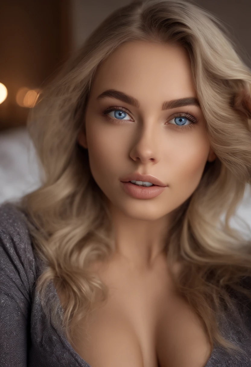 A woman with blue eyes and long blonde hair posing for a picture - SeaArt AI