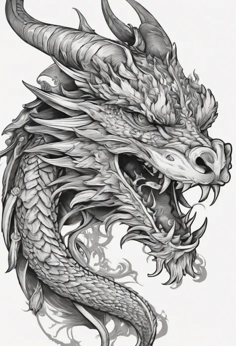 Dragon, a hand drawn vector illustration sketch of a mythical dragon's head.  Stock Vector | Adobe Stock