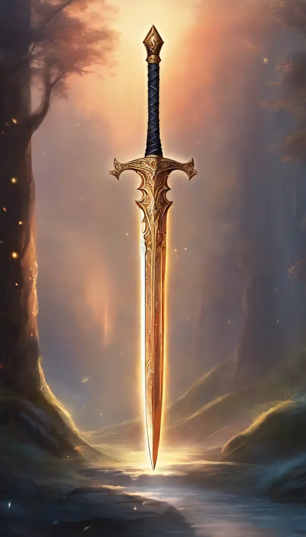 a big legendary sword with glowing details plain background