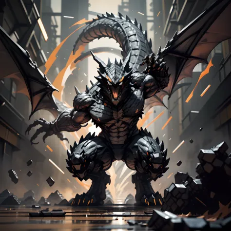 8k, Ultra Detalhado, obra-prima, Black dragon of anger, corpo inteiro, asas inteiras, Continuous background