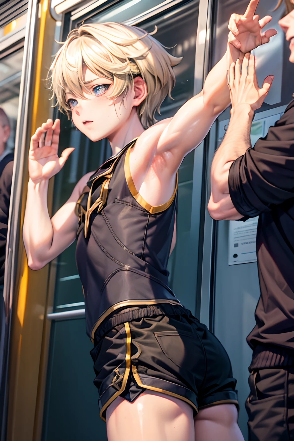 Anime - style image of a woman in a short black dress on a bus - SeaArt AI