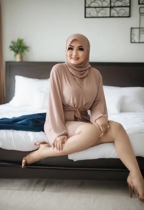 Araffe woman in a hijab sitting on a bed - SeaArt AI