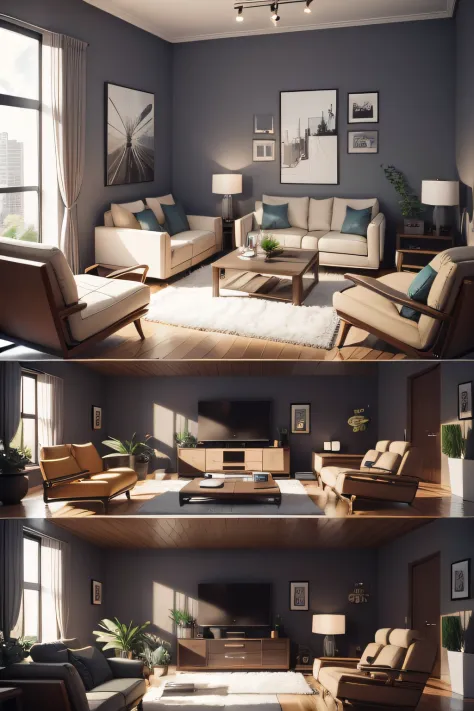 realistic modern living room