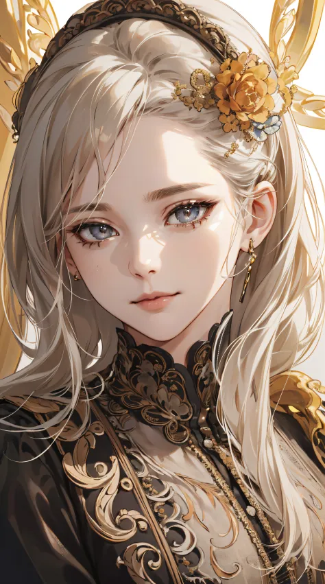 (absurd, highres, ultra detailed), 1girl, mature woman, intricate details, enlarged textures, intricate details, finely detailed eyes and detailed face, intricate details, honey golden gray hair, (closed mouth), perfect eyes, matching eyes,
