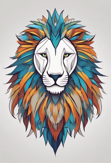 狮子头，脸上有彩色图案- SeaArt AI